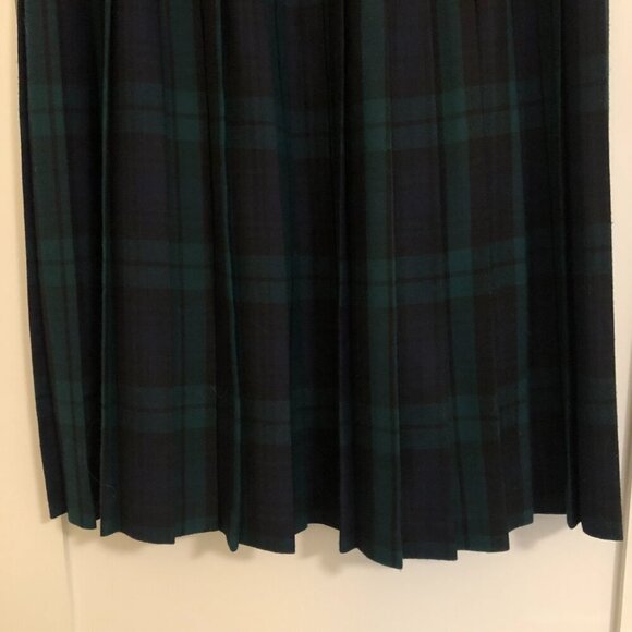 Vintage Pleated Girls Green Blue Tartan Wrap Skirt Punk Academia Cottagecore - Picture 6 of 11